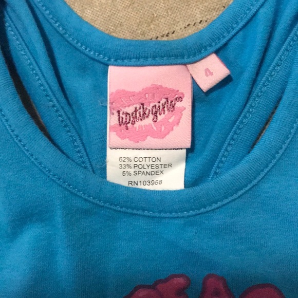 Lipstik Girls blue sleeveless shirt Size 4 - Picture 4 of 6